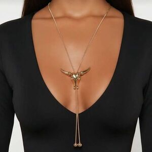 Gold Bull Pendant Necklace M565